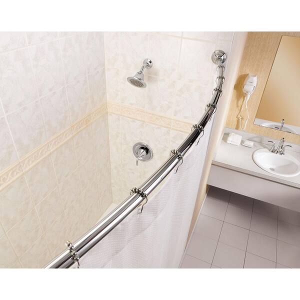 54 in. - 72 in. Adjustable Length Curved Shower Rod in Chrome