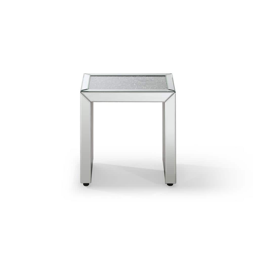 Silver Glass Top Wood Frame Nesting End Tables Set of 3