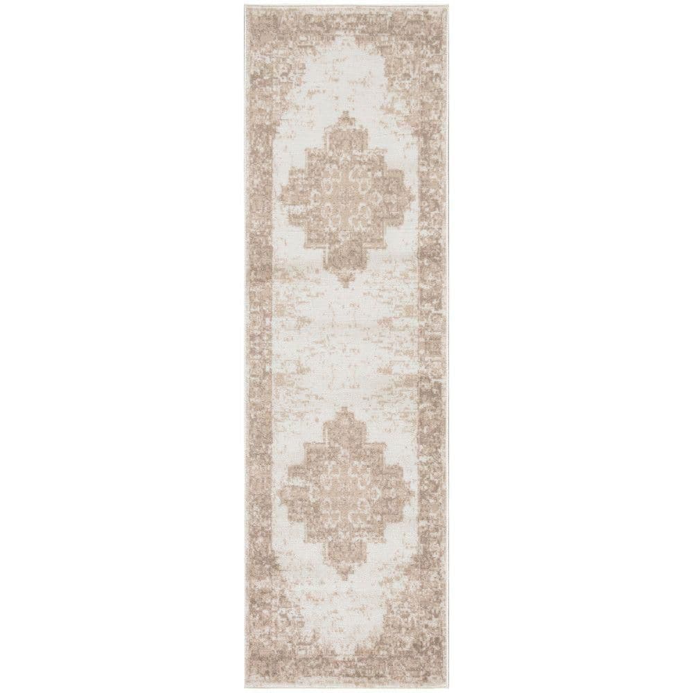 Grafix Ivory Beige 2 ft. x 12 ft. Center medallion Transitional Runner Area Rug price history on PriceWatchPro