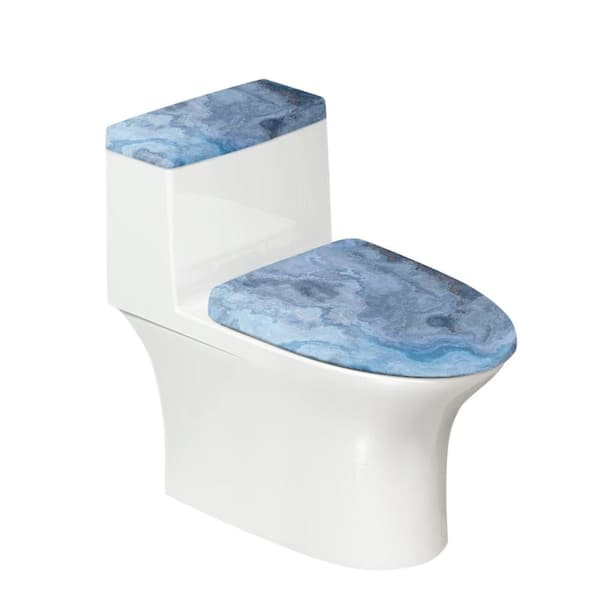 Blue Marble 2-Piece Toilet Lid Cover and Tank Cover Set with Elastic Edges, Fits Most Toilets and Lids