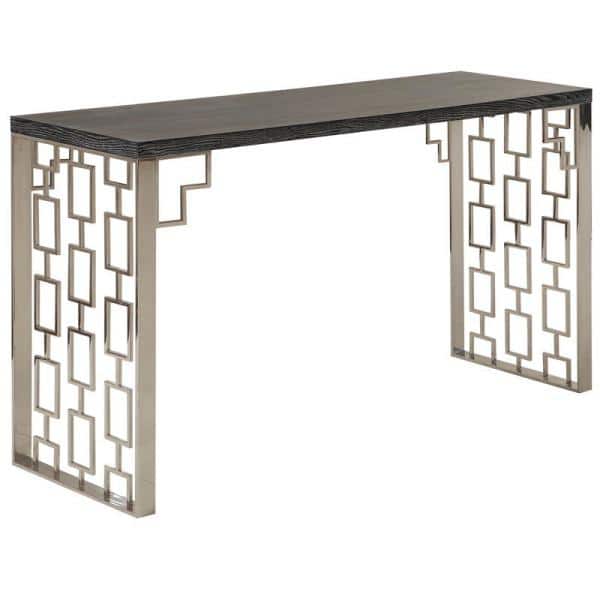 Charcoal Oak and Stainless Steel Rectangular Hallway Table