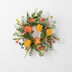 14" Artificial Orange and Yellow Blooming Ranunculus Mini Wreath