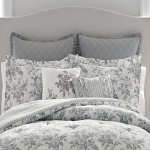Annalise Gray Floral Cotton Comforter Set