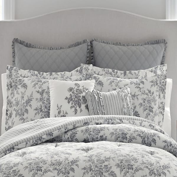 Annalise Gray Floral Cotton Comforter Set