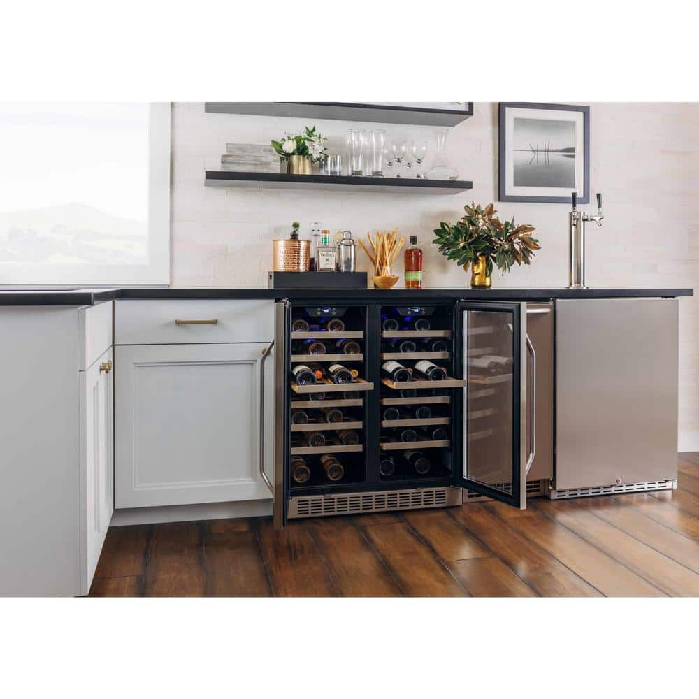 EdgeStar 30-Inch Stainless Steel Dual Zone Wine Cooler with Interior Lighting