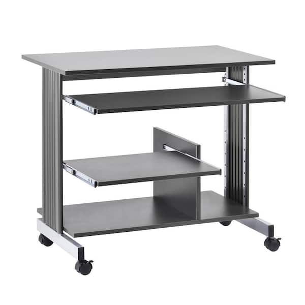 Buddy Products 31 in. H x 35.5 in. W x 21.6 in. D Euroflex Mini Tower Computer Desk in Charcoal and Silver