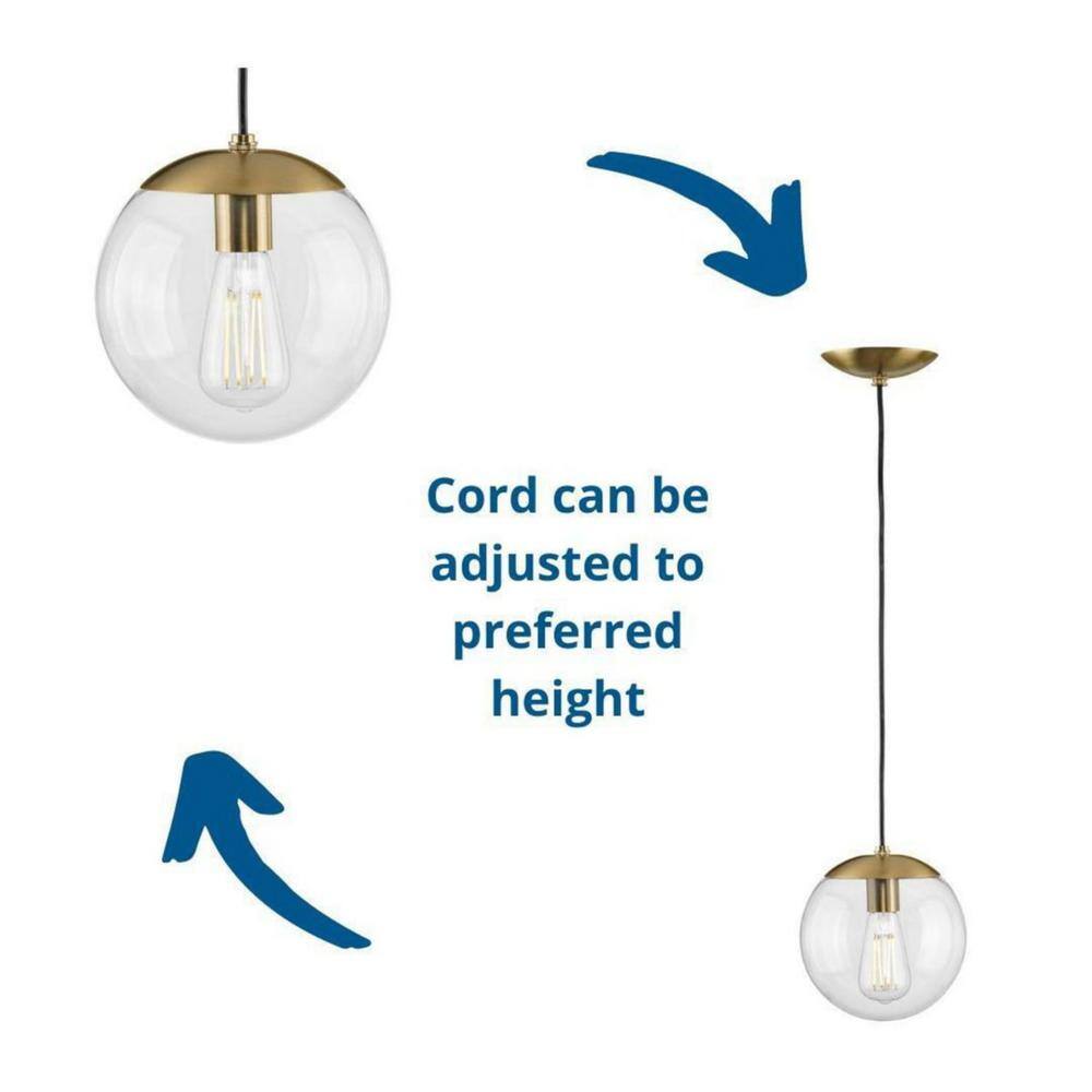 Atwell 8'' Brushed Bronze Clear Glass Globe Modern Pendant Light