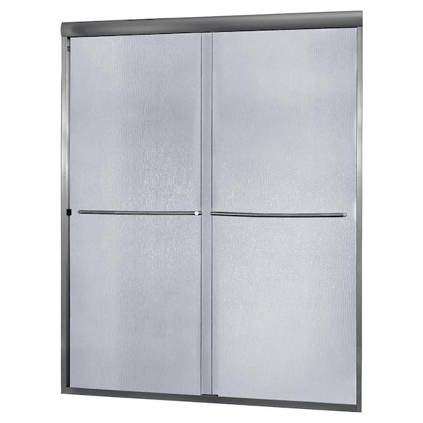 CRAFT + MAIN Cove 42 in. - 46 in. x 70 in. H Frameless Sliding Shower Door in Brushed Nickel with 1/4 in. Rain Glass