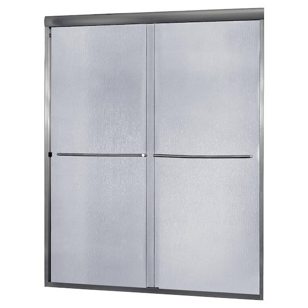 CRAFT + MAIN Cove 48 in. x 72 in. H Semi-Framed Sliding Shower Door in Brushed Nickel with 1/4 in. Rain Glass