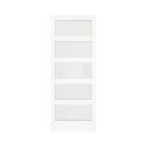 24 in. x 80 in. MDF, Wood, Finished, White, 5-Panel, Frosted Glass, Pantry Door Panels, Single Door Slab Sliding Door