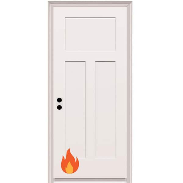 32 in. x 80 in. Craftsman Right-Hand Primed Composite 20 Min. Fire-Rated House-to-Garage Single Prehung Interior Door