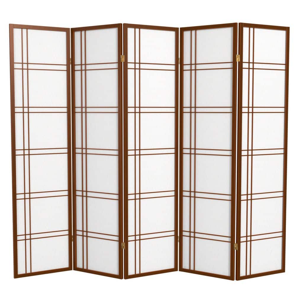 6 ft. Tall Walnut Shoji Screen with Double Cross Design