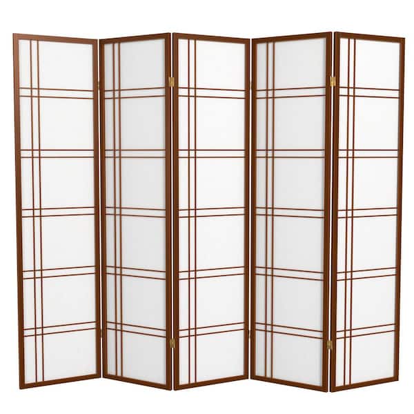 Oriental Furniture 6 ft. Walnut 5-Panel Room Divider