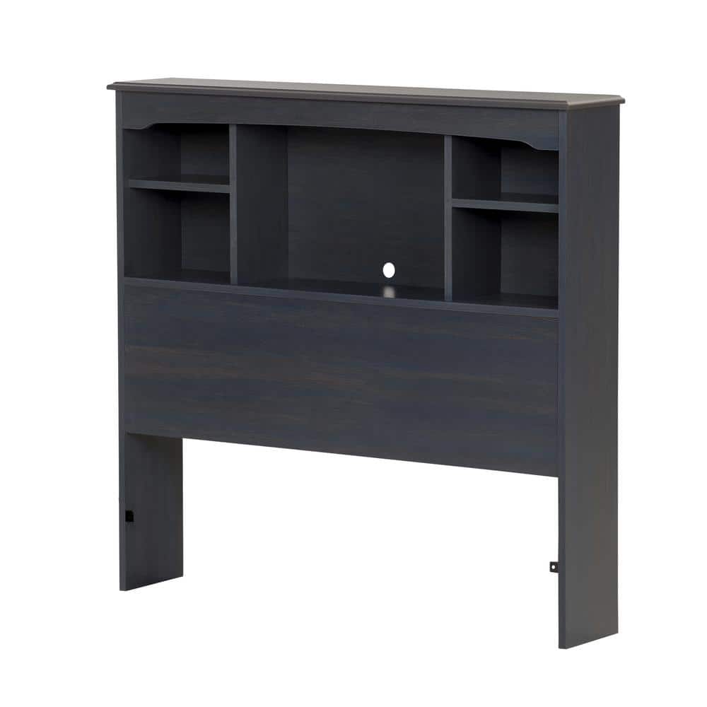 Blueberry Twin Wood Bookcase Headboard with Storage