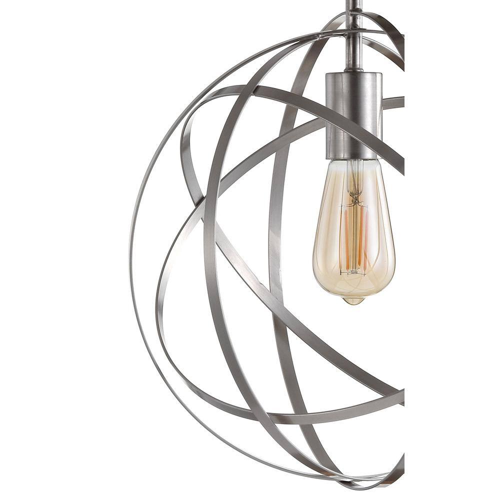 Contemporary Nickel Globe LED Flush Mount Pendant 13"