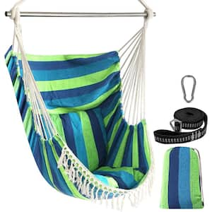 Hammock Chair With Foot Rest Green/Blue