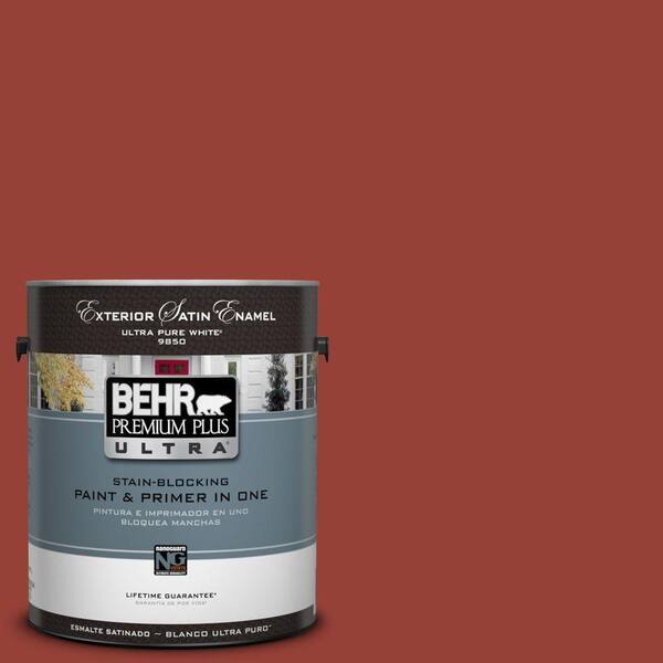 BEHR Premium Plus Ultra 1-Gal. #UL110-4 Morocco Red Satin Enamel Exterior Paint-DISCONTINUED