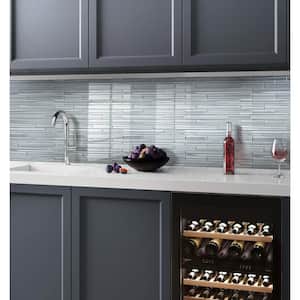 Blue Gray 11.8 in. x 12.2 in. Linear Polished and Matte Finished Glass Mosaic Tile (5.00 sq. ft./Case)