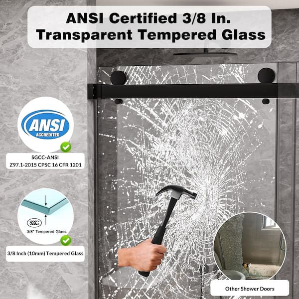 SHAAMA 60 in. W x 80 in. H Double Sliding Frameless Shower Door in