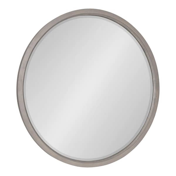 Kate and Laurel Hogan 32.00 in. H x 32.00 in. W Coastal Round Gray Framed Accent Wall Mirror