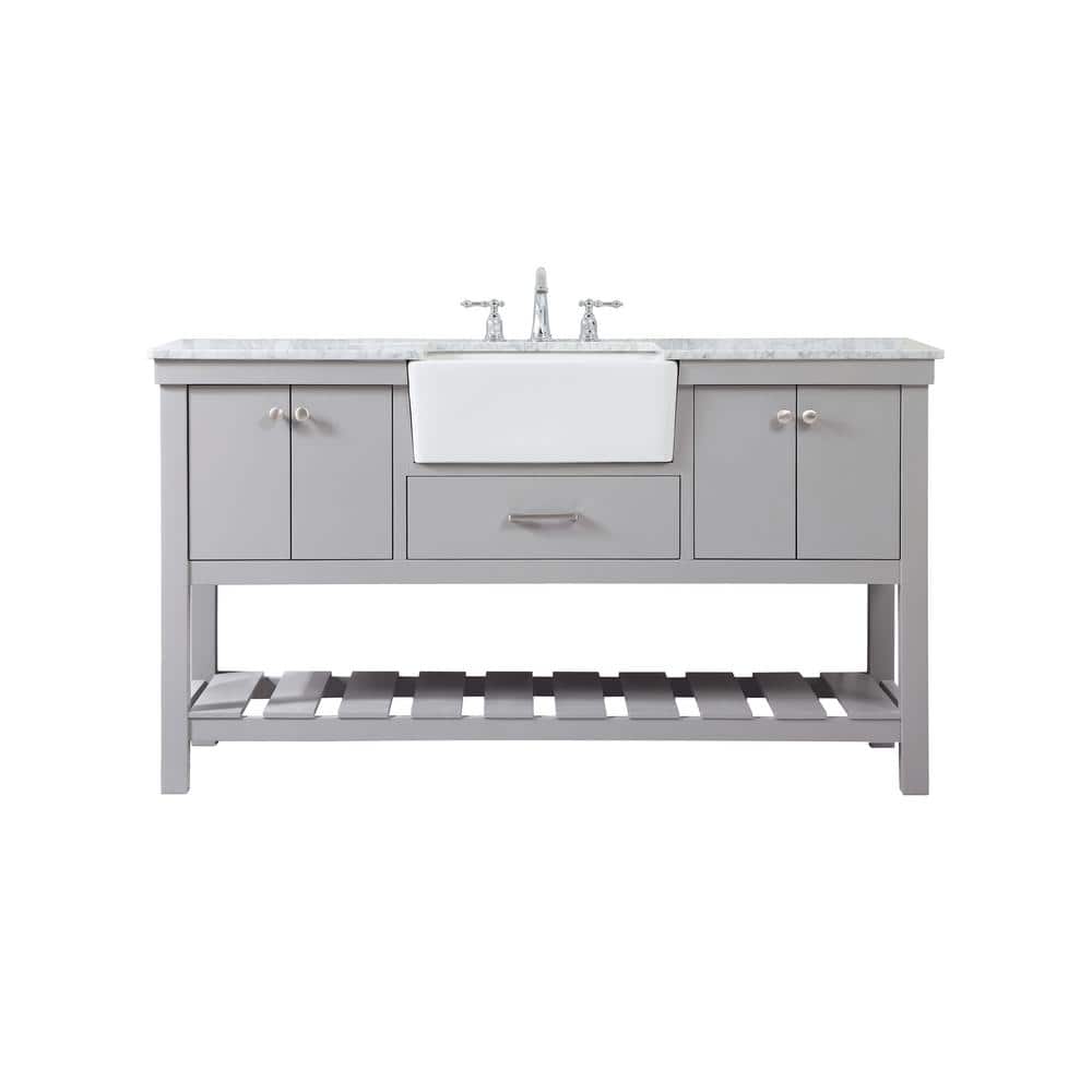 Simply Living 60 in. W x 22 in. D x 34.125 in. H Bath Vanity in Grey with C