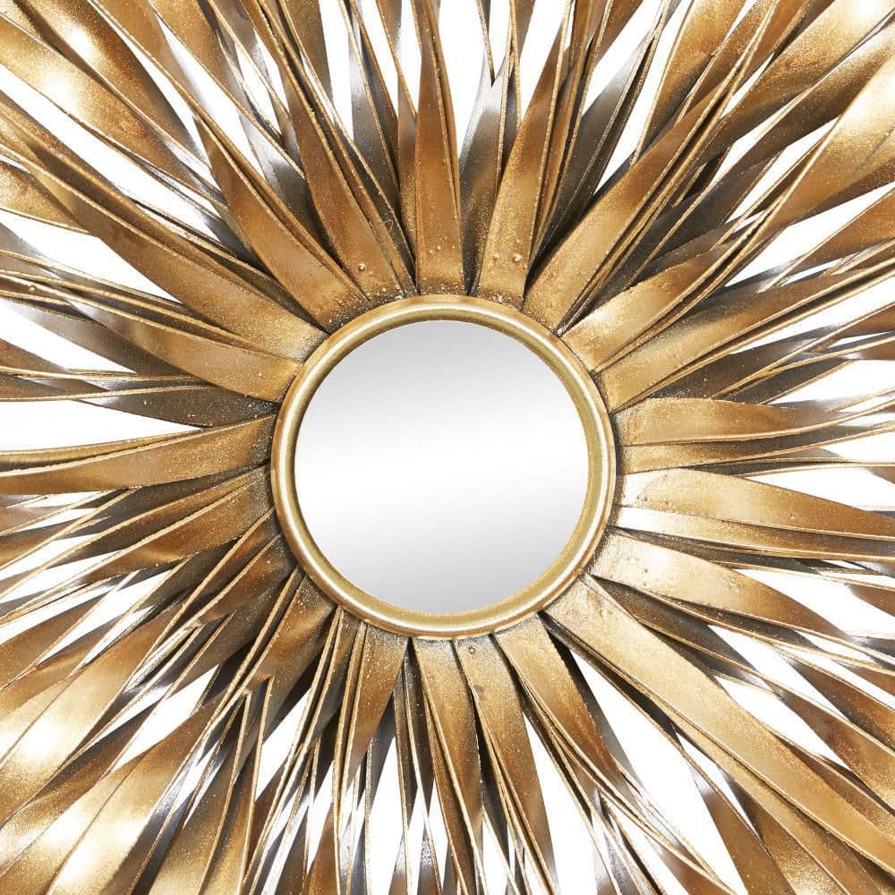 Gold Sunburst Round Metal Wall Mirror Set