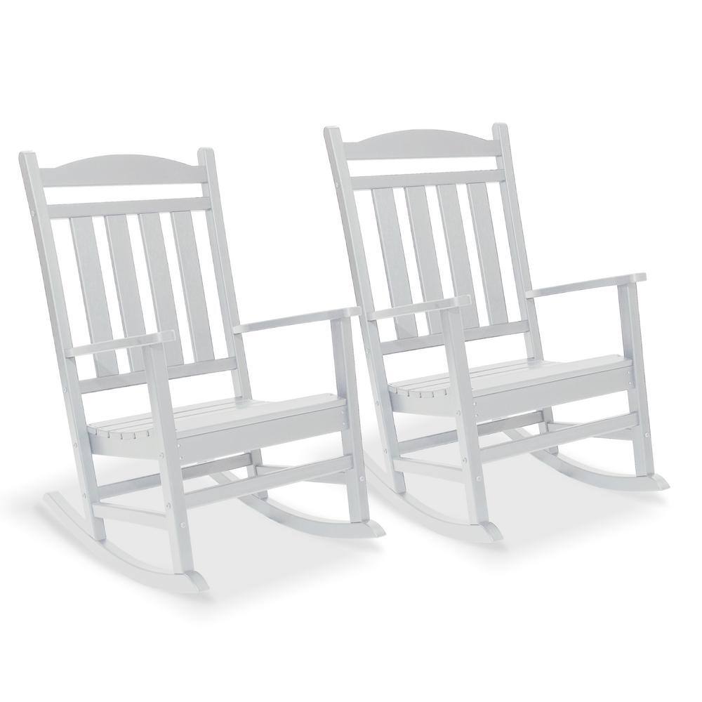 LuXeo Stanton White Plastic Outdoor Rocking Chair, Set of 2 LUX1523