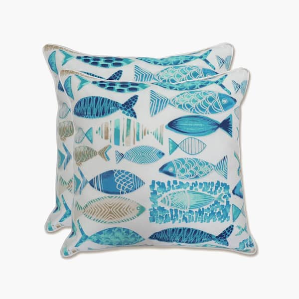 Pillow Perfect Tropical Blue Square Outdoor Square Throw Pillow 2-Pack
