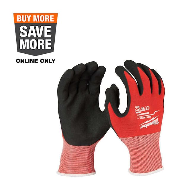 Large Red Nitrile Level 1 Cut Resistant Dipped Work Gloves