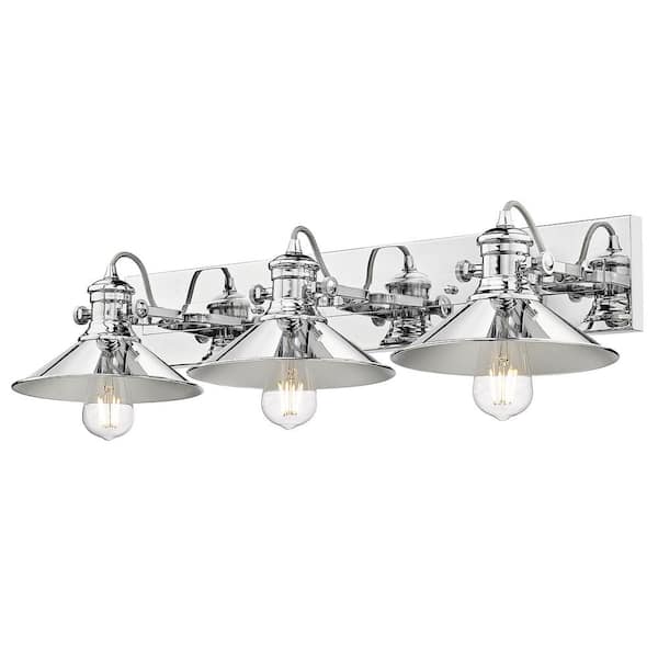 Golden Lighting Kleine 30.5 in. 3-Light Chrome Shades Vanity Light
