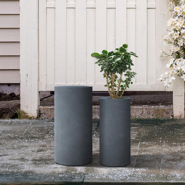 6 inch Black and Gray Cement Hexagonal Planter Pot