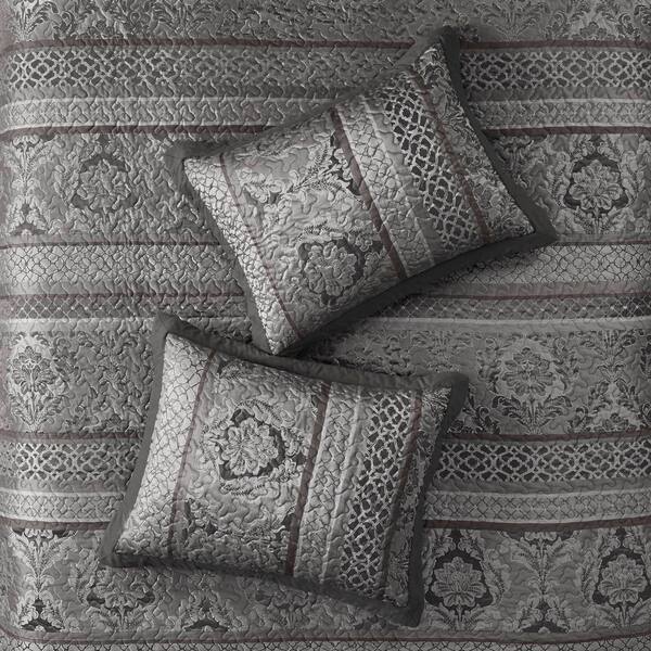 Madison Park Venetian 5-Piece Grey Cotton King Reversible