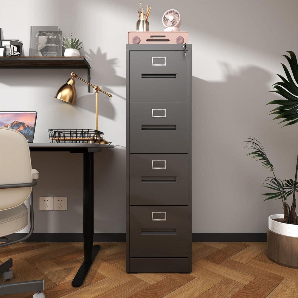 4-Drawer Black Metal 14.96 in. W Vertical File Cabinet with Lock Filing Storage Cabinets for Home Office price history on PriceWatchPro