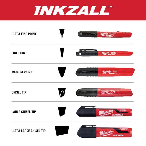 thumbnail image 2 of Milwaukee Inkzall Fine Point Black Permanent Markers – 4-Pack, Jobsite Grade (48-22-3104) 2 of 4