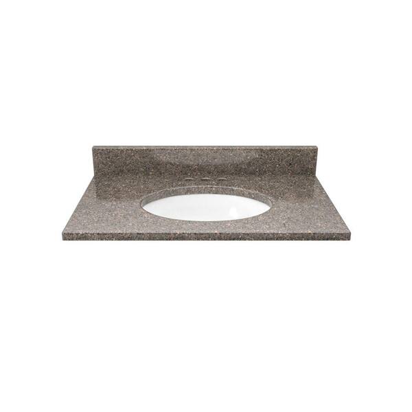 Solieque 25 in. Quartz Vanity Top in Chocolate Sparkle with White Basin