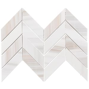 Pietra Divina Calacatta Dolomiti Polished 14 in. x 14 in. Marble Chevron Mosaic Tile (1.11 sq. ft./Each)