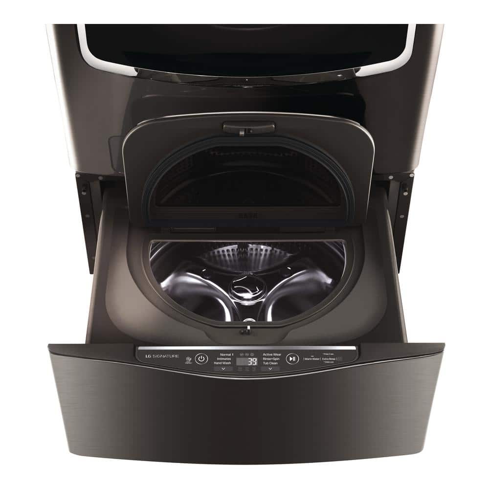 SIGNATURE 29 in.W 1.0 cu. ft. SideKick Pedestal Washer in Black Stainless Steel with Smart Rinse