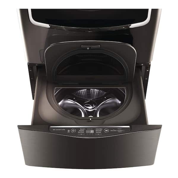 LG SIGNATURE 29 in.W 1.0 cu. ft. SideKick Pedestal Washer in Black Stainless Steel with Smart Rinse