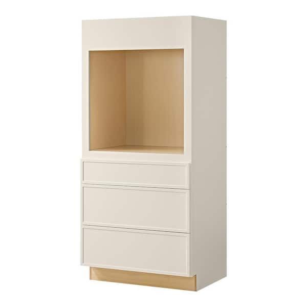 Leyton 33 in. W x 24 in. D x 72 in. H Ready to Assemble Plywood Slim Shaker Single Oven Kitchen Cabinet in Antique White