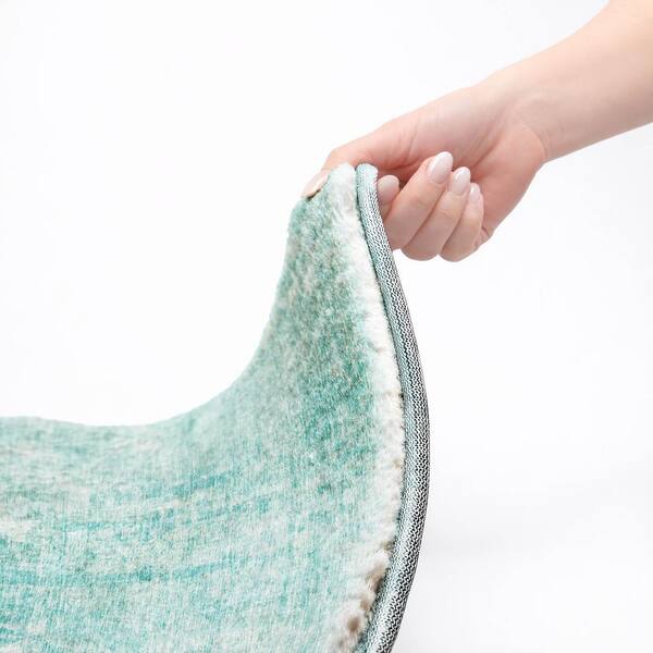 Dream Shag Premium Machine Washable Abstract ADS656 Teal 9 ft. x 12 ft. Area Rug