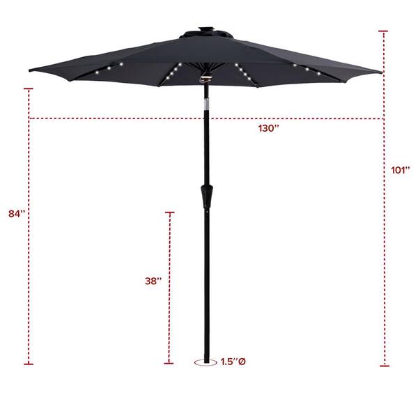 FLAME&SHADE 11 ft Outdoor Patio and Table Umbrella with Solar LED Lights and Tilt