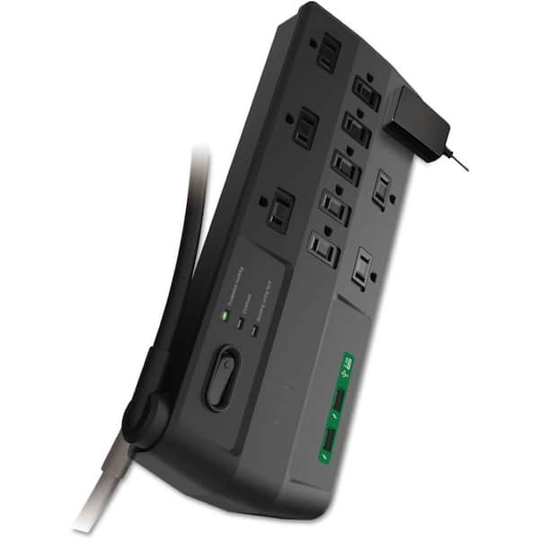 EKIEUDL Black 11-Outlet Power Strip Surge Protector with 2880 Joule Surge Protection