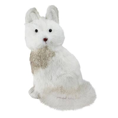 10 in. Gilded White Christmas Golden Sitting Fox Table Top Figure Decoration