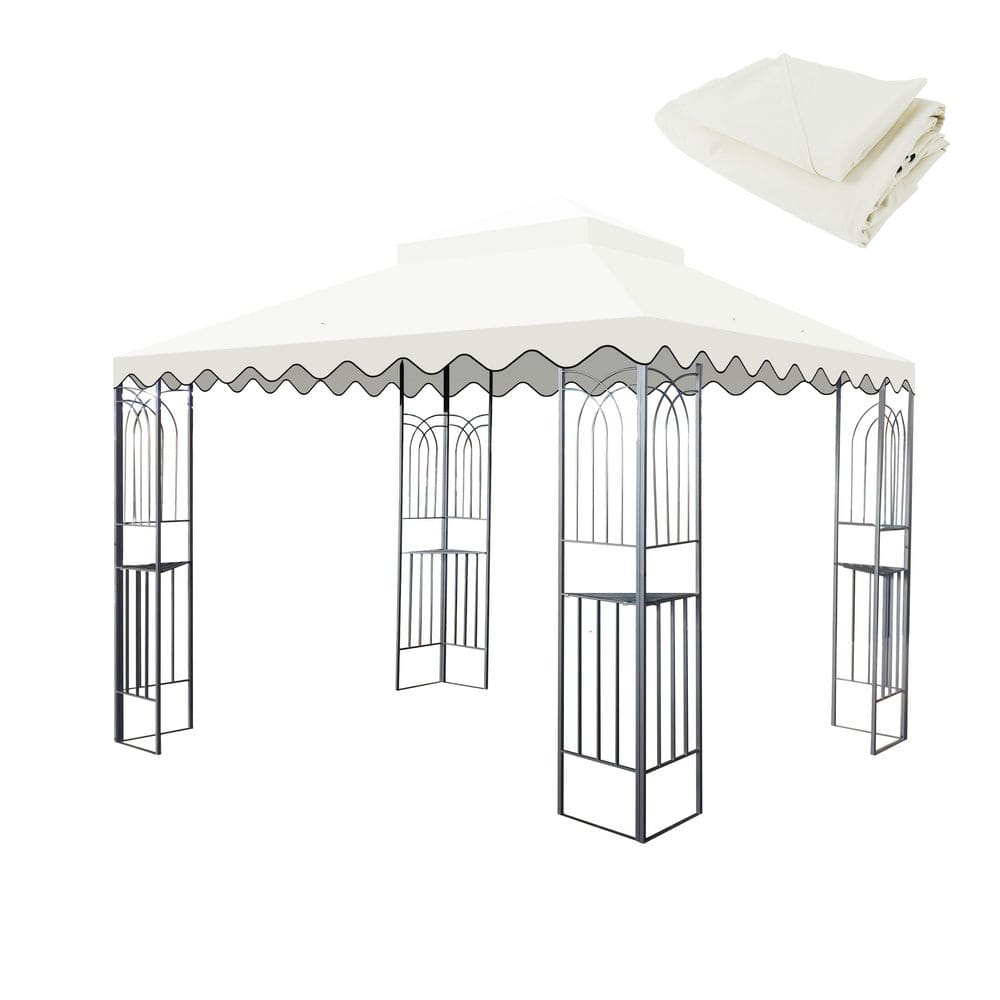 Beige 10 x 10 ft. Outdoor Patio Gazebo Replacement Canopy, Water-repellent 