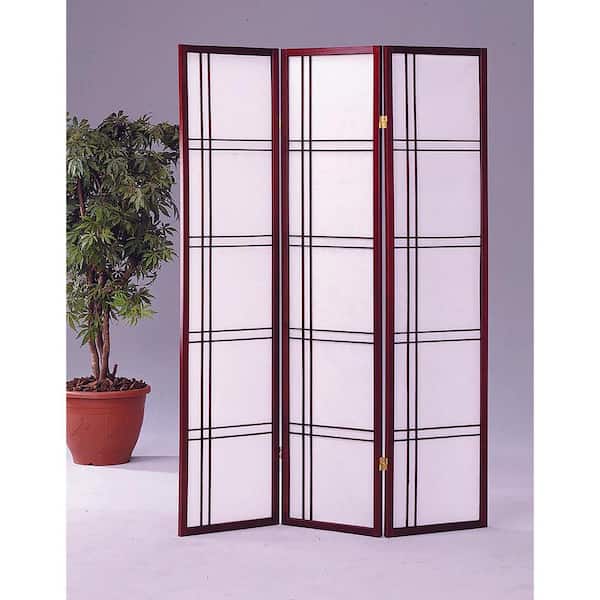 Venetian Worldwide 51 in. Wide Cherry 3-Panel Square Design Room Divider