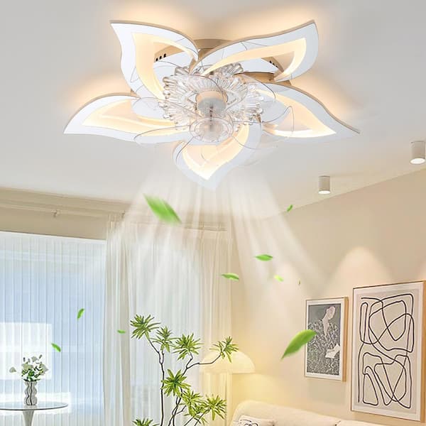 Magic Home 27 in. Remote LED Ceiling Fan Flower Shape Bedroom Living Room Ceiling Lamp with Dimmable Light, 6 Gear Wind Speed Fan