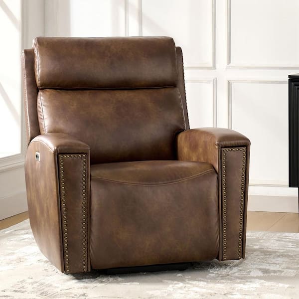Hugo Brown 35.5 in. Lift Assist Heated Massage Power Recliner with Hidden Armrest Cup Holders