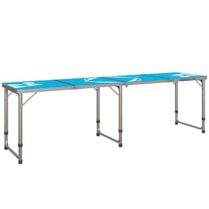 94.5 in. L x 23.5 in. W x 21.25 in. /24.5 in. /27.5 in. H Blue and White Aluminum Camping Table