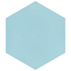 Textile Basic Hex Aqua 8-5/8 in. x 9-7/8 in. Porcelain Floor and Wall Take Home Tile Sample