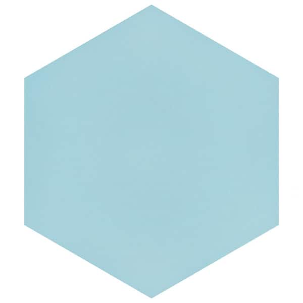 Merola Tile Textile Basic Hex Aqua 8-5/8 in. x 9-7/8 in. Porcelain Floor and Wall Take Home Tile Sample